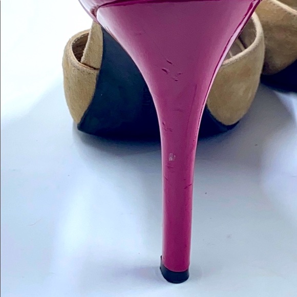 Pink and Tan BCBG Peep Toe Heels - Picture 8 of 9